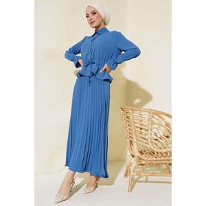 Falda plisada camisa conjunto índigo - Product Image 1