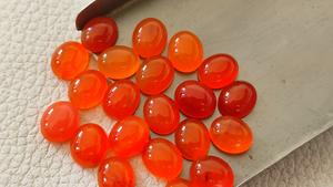 หินคาร์เนเลี่ยนทรงวงรีสีส้มธรรมชาติขนาด8x10มม. หินหลังเรียบทรงหลวมอัญมณีขัดเงารูปไข่สำหรับงานประดิษฐ์ทำด้วยตัวเอง - Product Image 6
