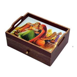 Caja de almacenamiento de celosía de madera, caja de clasificación de celosía de mesa, control remoto de cosméticos - Product Image 1