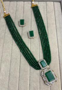 Perles antiques Mala bijoux indiens ensemble long avec perles d'onyx verre perles multicolores de haute qualité collier de produit en vrac fait à la main - Product Image 5