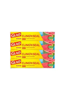 Glad clack N Seal塑料食品包装，300平方英尺卷-4包