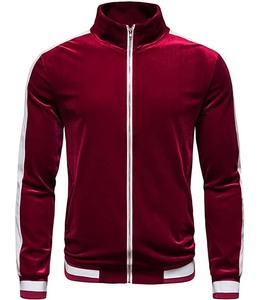 Haute qualité hommes 2 pièces pleine fermeture éclair survêtements velours épaississement tenue décontractée Fitness vêtements de sport ensembles de survêtement - Product Image 3