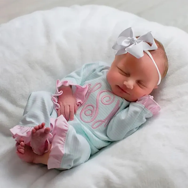 Monogram Bamboe Baby Romper Custom Designer Ruffle Kleding Biologisch Katoen Pasgeboren Baby Meisje Outfits