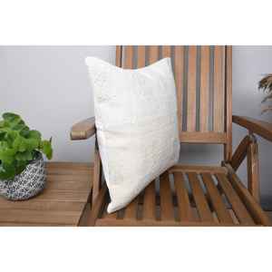 Beige Wool 18x18 Inch Luxury Vintage Print <b>Pillow</b> Farmhouse Rustic Accent Woven Patchwork Style Portable for Bedroom Sofa Use - Product Image 2