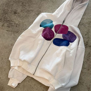 Sweat à capuche unisexe en molleton 100 % coton peigné, coupe courte, avec fermeture éclair, impression numérique effet craquelé, streetwear haut de gamme entièrement personnalisable - Product Image 6