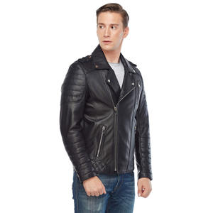 Nueva chaqueta de cuero de piel de oveja PU de alta calidad para hombres al por mayor, abrigo de invierno de Color sólido con cuello levantado - Product Image 6
