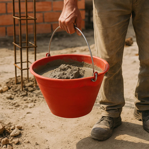 12 lít nhựa màu đỏ bricklayer của xô với kim loại xử lý 34 cm đường kính - Product Image 6