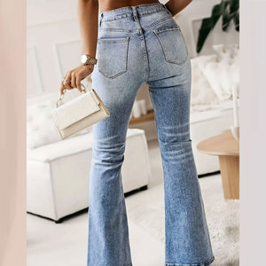 Novedades Pantalones acampanados de algodón para mujer Pantalones vaqueros Ropa informal Precio al por mayor Nuevo diseño Mejor material Pantalones Acampanados para mujer - Product Image 2