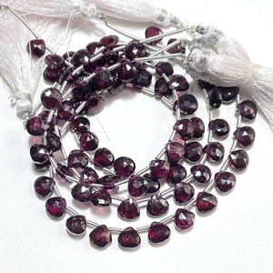 Perles Briolette en forme de coeur à facettes en gros grenat rouge naturel 7-7.5MM 6 pouces perceuse latérale pour la fabrication de bijoux détaillant meilleur - Product Image 5