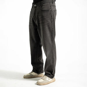 Jeans pour hommes décontractés à jambe droite, respirants, durables, stretch, taille mi-haute, marque distributeur OEM, lavage moyen - Product Image 4