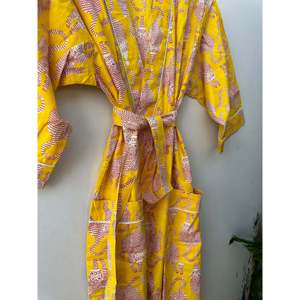 Robe Kimono en Coton Style Spa, Peignoir Doux en Coton Indien, Tenue Décontractée Quotidienne, Robes Décontractées pour Cadeaux - Product Image 4