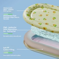 Nouveau Nid Rafraîchissant d'Été pour Animaux de Compagnie avec Coussin Ovale, Lit en Gel Glacé pour Chiens et Chats de Petite et Grande Taille, Utilisation Intérieure