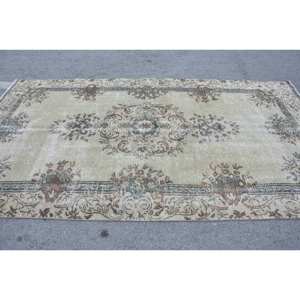 พรมตุรกีวินเทจขนแกะสีเบจ9.9ft 5.4 X แบนสานแบบเย็บปะติดปะต่อกันสำหรับตกแต่งห้องนั่งเล่นห้องโถงใช้ยางรอง - Product Image 3