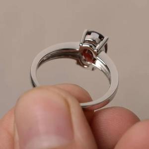 <b>925</b> Sterling <b>Silver</b> Spanish <b>Ring</b> Natural Red Garnet Anniversary <b>Ring</b> January Birthdays Oval Cut Red Gemstone Freshwater Pearl - Product Image 6