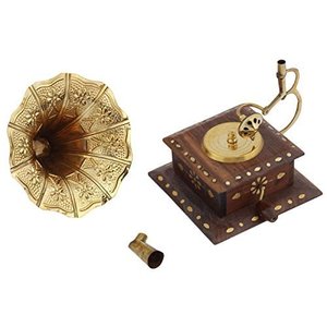 Exhibición en miniatura de Gramófono de latón de madera para decoración del hogar, hotel, oficina, exhibición antigua para los mejores regalos únicos, decoración 2023 - Product Image 2