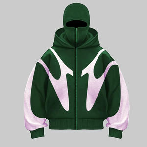 Custom Men's OEM Double Hood Streetwear <b>Ninja</b> Mask <b>Hoodie</b> Regular Fit Heavyweight Autumn Cotton Knitted Sweatshirt - Product Image 4