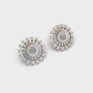 Iced Out Moissanite Radiant Sunburst Diamond <b>Earrings</b> With Baguette And Round Cut <b>Halo</b> Design For Women - Product Image 1