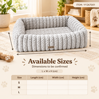 Lit pour chien et chat Yangyangpet en velours de luxe, moderne, rayé, rectangulaire, durable, confortable, avec housse amovible, canapé-lit pour animaux de compagnie