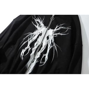 Sudadera con capucha para hombre con cremallera de relleno elegante moda informal delgada de gran tamaño moderno liso sólido 100% algodón poliéster ropa de lana - Product Image 4