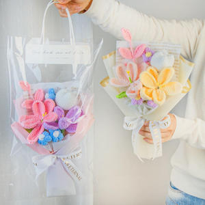 Bouquet de fleurs au crochet et tricotées (lys, tulipes), fini, pour la Fête des Mères, cadeau de mariage, pour maman, vente en gros transfrontalière - Product Image 3