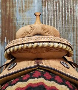 อานทรงถังหนังสไตล์ตะวันตกสำหรับขี่ม้าทำด้วยมือแบบ100% - Product Image 5