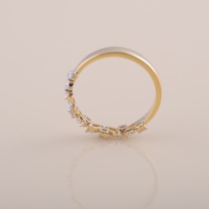 IGI Certified Marquise & Round Diamond Half Eternity <b>Ring</b> in 14K Rose / Yellow & White Gold - Product Image 4