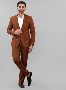 Zed Club ชุดสูททางการ2ชิ้นยาวสีพื้นสำหรับผู้ชายคอปกแบบรอยบากทำจากโพลีเอสเตอร์ระบายอากาศได้ดีกันยับ - Product Image 2