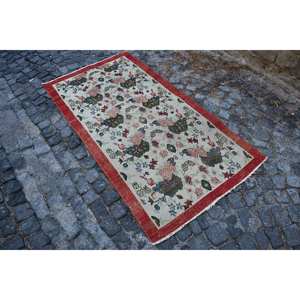 Alfombra clásica de lana blanca y roja de 3,3x6,2 pies, área grande turca, rectángulo, pasillo, patrón abstracto, Alfombra de habitación de látex de felpa de 10mm - Product Image 3