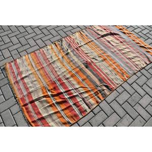 Alfombra de lana turca Vintage Beige naranja 3,7X6,9 pies Boho área grande rectángulo patrón de pasillo para habitación cabecera con respaldo de látex - Product Image 2
