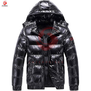 Tendance industrielle Vestes bouffantes d'hiver Streetwear respirantes et coupe-vent avec col montant et logo sur le devant en toile personnalisées pour hommes - Product Image 1