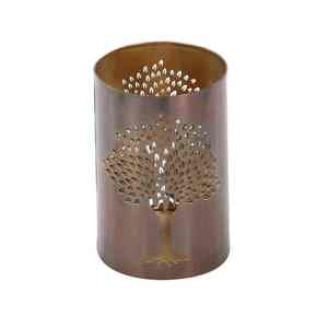 Portavelas Votivo de Hierro Forjado con Acabado Cobre Antiguo, Diseño Árbol de la Vida, Hecho a Mano, Linterna Rústica de Mesa, Resistente al Calor, Ecológico J N - Product Image 5