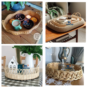 Vente en gros de plateau en rotin fait main du Vietnam plateau tissé rond naturel pour la décoration de la maison de service de table et l'utilisation de cadeaux - Product Image 2