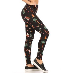 Leggings opacos suaves de cintura alta para mujer con estampado de control de barriga Pantalones de patrón sólido para correr Ciclismo Yoga - Product Image 3