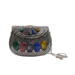 Ropa hecha a mano, bolsos de terciopelo para mujer, paños de mejor diseño, bolsos con cordón con ambroidry de piedra multicolor - Product Image 5