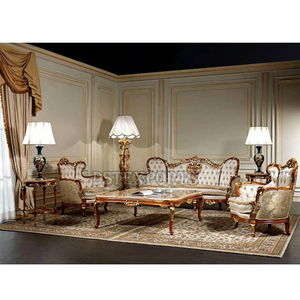 ชุดโซฟาไม้มหาราชาพร้อมโต๊ะกลางของบ้านทำจากไม้สักแกะสลักเฟอร์นิเจอร์ห้องนั่งเล่นหรูหราดีไซน์โซฟาออสเตรเลีย - Product Image 4