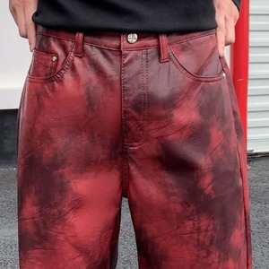 เสื้อผ้าแนวสตรีทสำหรับผู้ชายกางเกงหนังทรงตรงลำลองฮิปฮอปพังก์แนวสตรีทฮิปฮอปแนววินเทจกางเกง Y2k สำหรับผู้ชายเสื้อผ้าบนเวที - Product Image 5