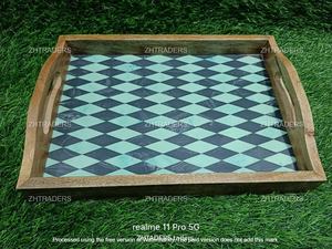 LuxeCraft Fusion <b>Wood</b> & <b>Resin</b> Inlay Tray Bone Handwork <b>for</b> Luxury Dining <b>Table</b> Decoration Ideal <b>for</b> Hotels Homes and Restaurants - Product Image 4