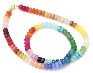 Beau mélange de couleurs Quartz lisse Rondelle collier perles arc-en-ciel Disco couleur plaqué or Type de brin pour les mariages - Product Image 4