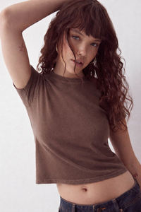 Women's Acid Wash <b>Baby</b> <b>Tee</b> 100% Cotton Cropped Top Custom Logo Vintage Y2K Streetwear Fashion Women's T-shirts Wholesale Bulk - Product Image 2