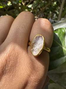 Argent sterling 925 avec bande de pierres précieuses en quartz rose Réglage décoratif Artisan Boho Jewelry - Product Image 4