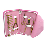 Kit d'outils pour extensions capillaires en acier inoxydable pour salon de beauté avec pinces, ciseaux, outils à boucles et ouvre-perles pour micro-anneaux et perles de liaison