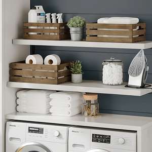 Cesta de Almacenamiento Pintada de Madera de Pino, Diseño Rectangular Clásico Retro Ecológico, Duradera y Reutilizable para Organización y Exhibición - Product Image 5