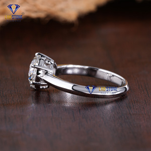 Bague en or blanc avec diamant taillé rond 1.50 TDW par Lab-Stone/Bague élégante avec touche de finition parfaite/couleur EF-VS - Product Image 3