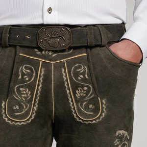 New High Street Men's Bavaria Trachten Lederhosen Disfraz de Oktoberfest de cuero genuino Sólido Ante antiguo New High Street Solid - Product Image 2