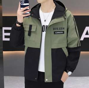 Chaqueta cortavientos Bearfit deportiva de 100% poliéster para hombre, venta al por mayor 2025, Softshell para exteriores, resistente al agua, resistente al viento, lona fina - Product Image 5