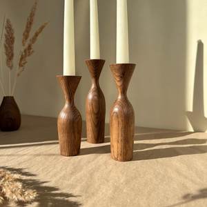 High-quality <b>Wooden</b> <b>Candlestick</b> Holder Rustic Decorative Candle Stand with Embossing Printing for Home Living Room Table Decor - Product Image 6