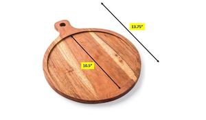 Plateau de service rond de pizza en bois classique pour le service de la nourriture, petit déjeuner, bar, cuisine à domicile, décor, cadeaux de mariage, restaurant - Product Image 6