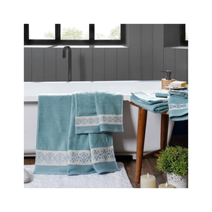 Serviette de bain en coton vert bohème de qualité supérieure 600GSM Bordures jacquard Brodé Séchage rapide Taille 30x60 pouces Tissu ultra absorbant Inde - Product Image 2