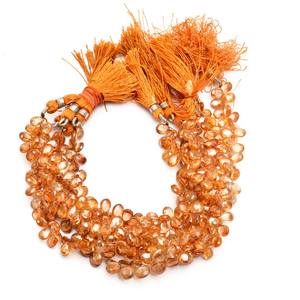 Zirconia Gemstone Briolette 7x5mm Facetado CZ Pera Briolette | Hilo de 8 pulgadas | Cuentas de pera facetadas de circón natural para la fabricación de joyas - Product Image 3