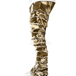 กางเกงยีนส์ขายาวสำหรับผู้ชายดีไซน์แบบเรียงซ้อนกัน - Product Image 4